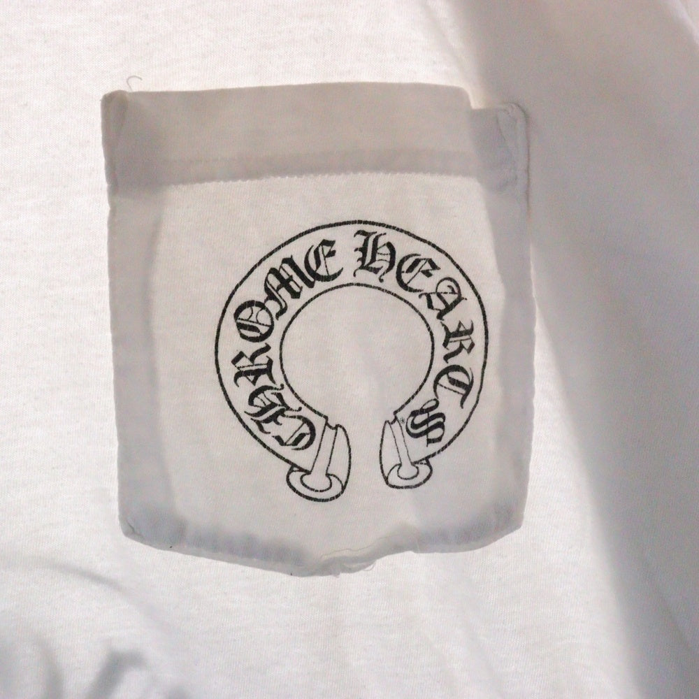 CHROME HEARTS(クロムハーツ) Back Horseshoe L/S バックホースシュー 袖フローラルプリント ロングスリーブカットソー 長袖Tシャツ ホワイト