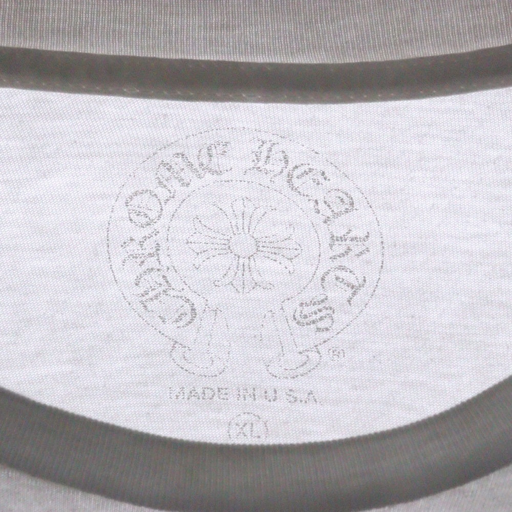 CHROME HEARTS(クロムハーツ) Back Horseshoe L/S バックホースシュー 袖フローラルプリント ロングスリーブカットソー 長袖Tシャツ ホワイト