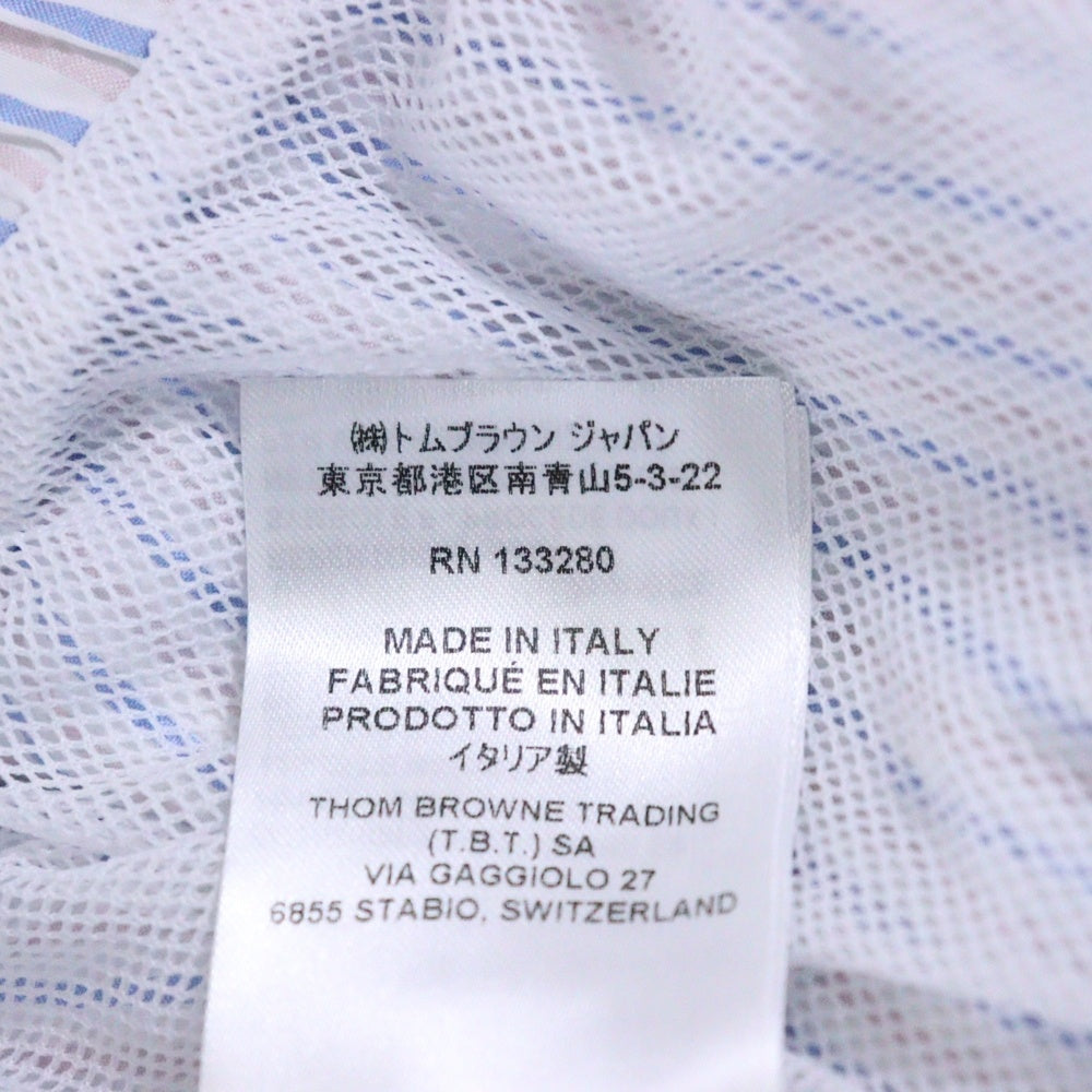 THOM BROWNE(トムブラウン) シアサッカー ストライプ柄 スイムショーツ ホワイト/ブルー MTT026A-F0009-480