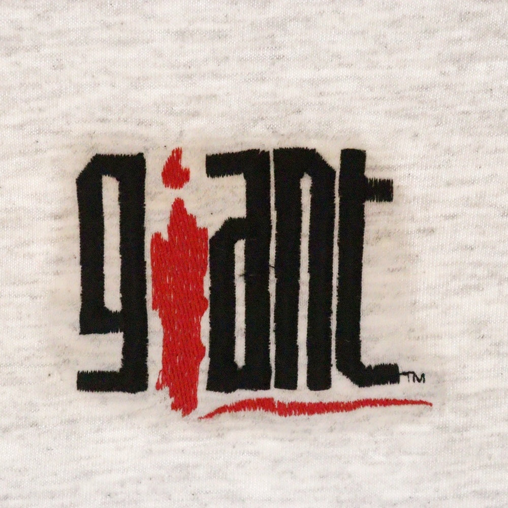 VINTAGE(ヴィンテージ) 90s giant ジャイアント フロント刺繍 クルーネック 半袖Tシャツ グレー