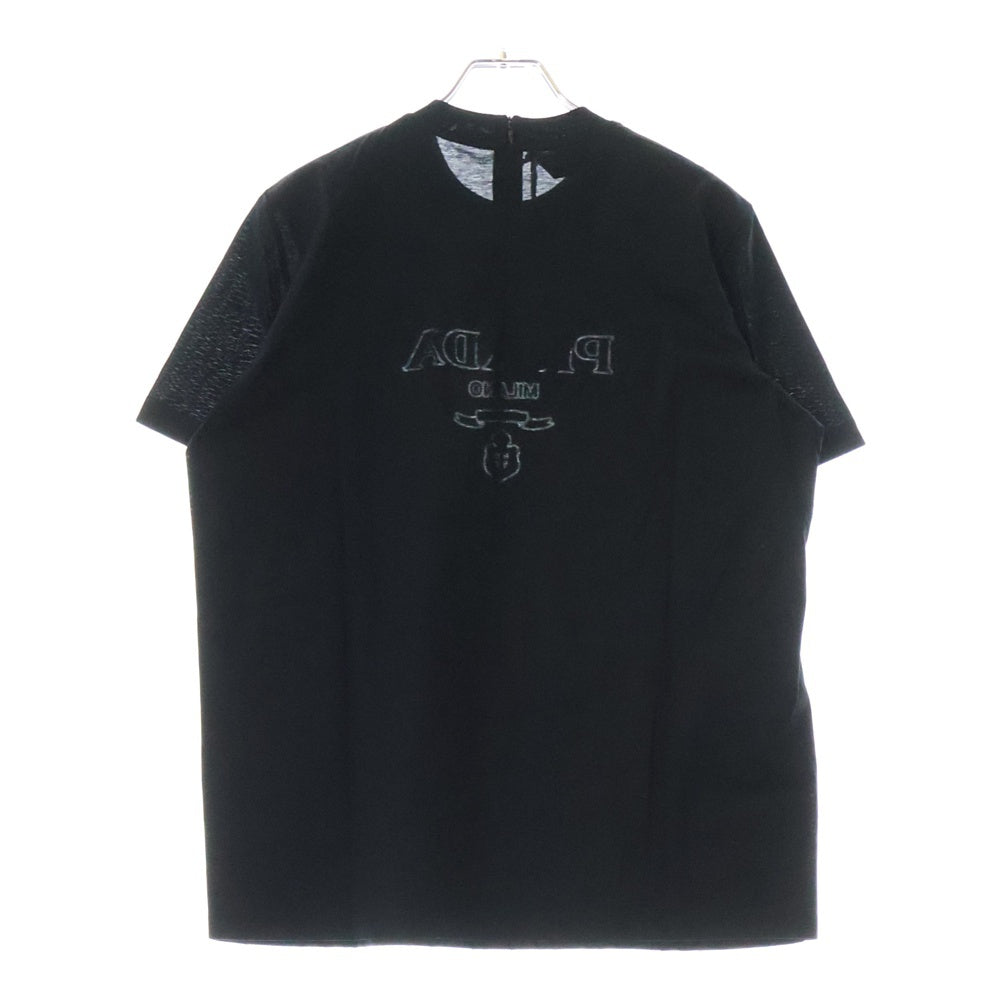 PRADA(プラダ) 異素材切り替え ナイロン半袖Tシャツ ブラック 35838R S162 10GO