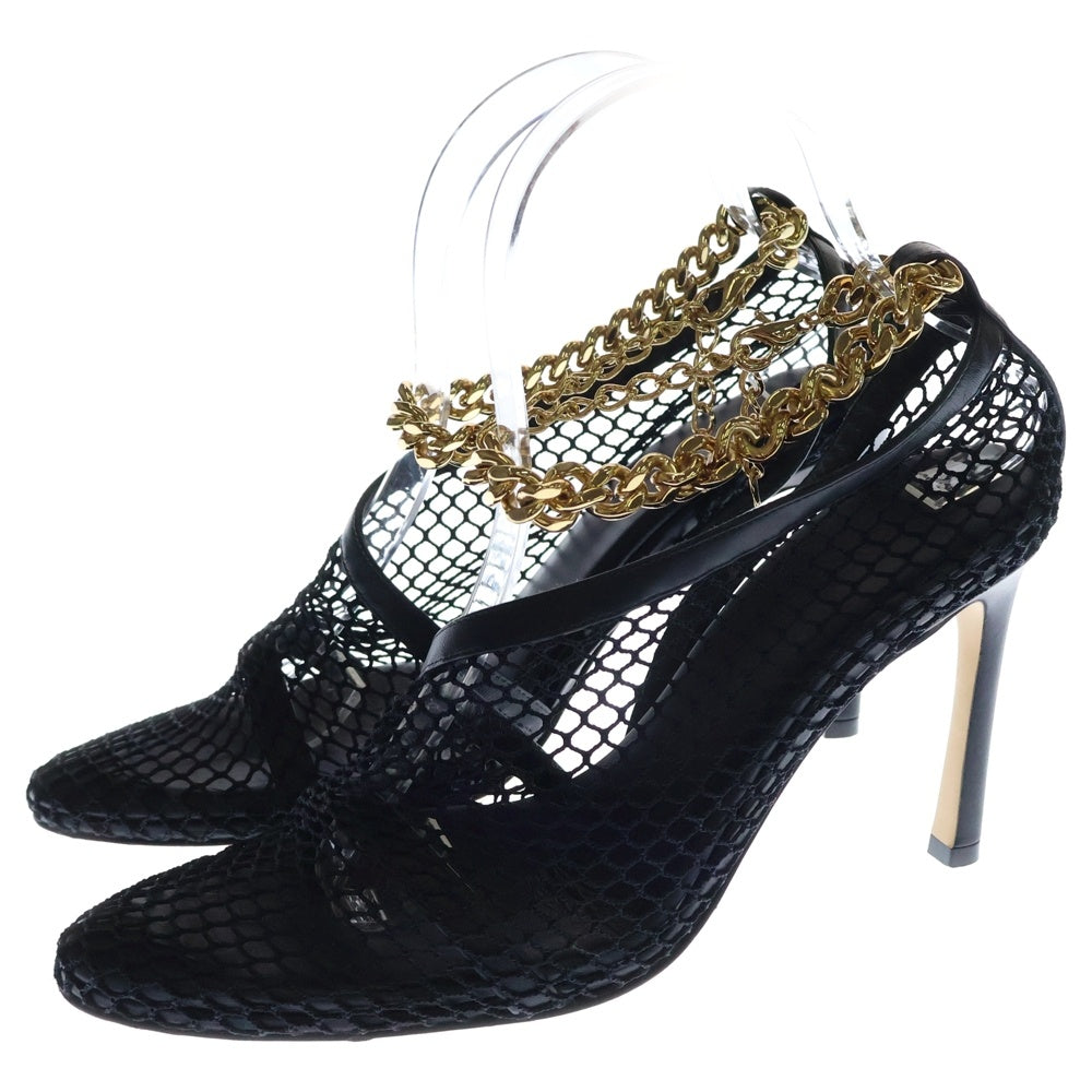 BOTTEGA VENETA(ボッテガヴェネタ) チェーン装飾 メッシュ ヒールパンプス ブラック レディース
