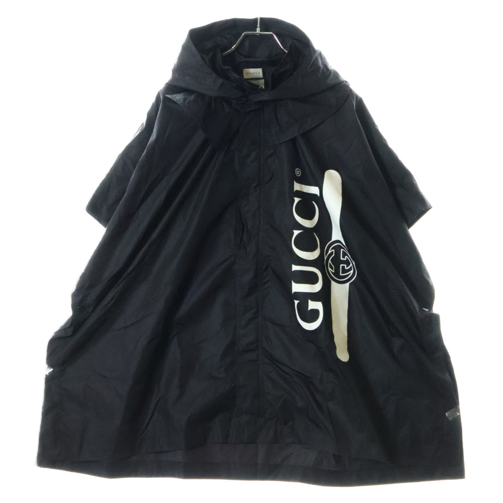 GUCCI(グッチ) 21SS ヴィンテージブランドロゴ ナイロン ケープ レインコート ブラック 626382 4G355