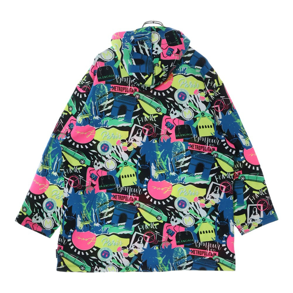BALENCIAGA(バレンシアガ) 21AW パリ シティ オーバーサイズ フーディー 総柄 プルオーバーパーカー マルチ FT71 594606 THV65 1045
