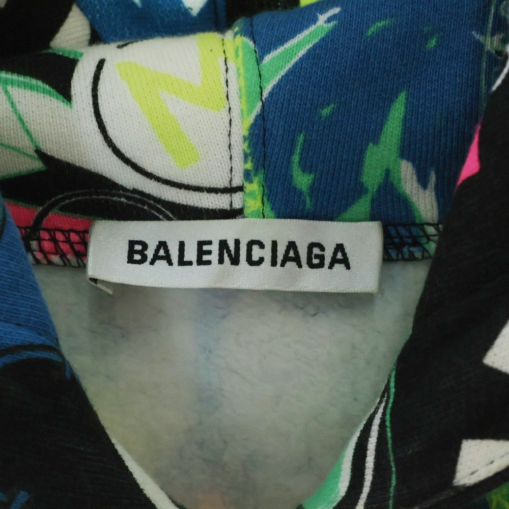 BALENCIAGA(バレンシアガ) 21AW パリ シティ オーバーサイズ フーディー 総柄 プルオーバーパーカー マルチ FT71 594606 THV65 1045