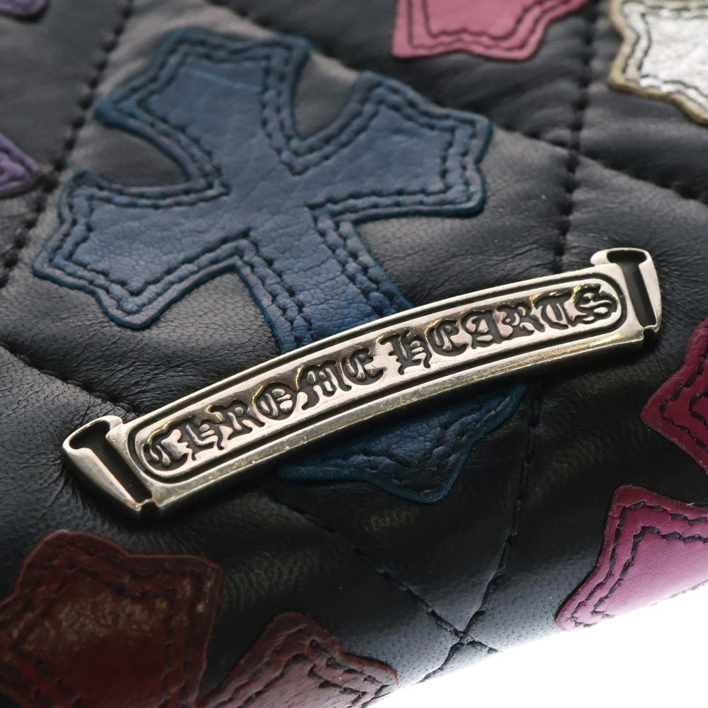 CHROME HEARTS(クロムハーツ) REC F ZIP QUILTED マルチパッチ セメタリー クロスキルティング レザーウォレット 財布 ブラック