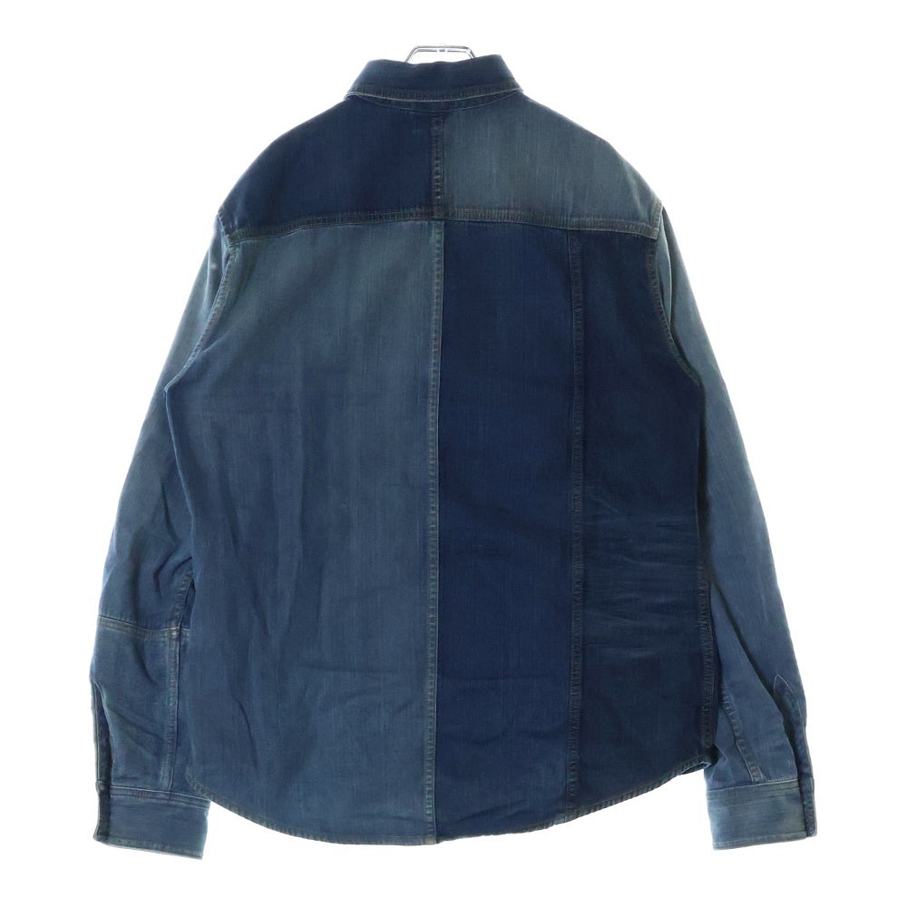 GUCCI(グッチ) PATCHWORK EFFECT DENIM SHIRT パッチワーク デニム 長袖シャツ インディゴ 623229 XDA8K