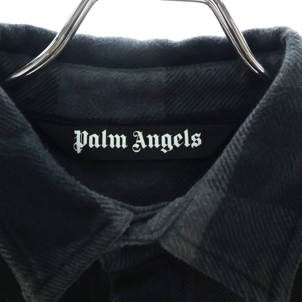 Palm Angels(パームエンジェルス) 23AW CLASSIC LOGO OVERSHIRT クラシックロゴ チェック オーバーシャツジャケット ブラック PMES002C99FAB001