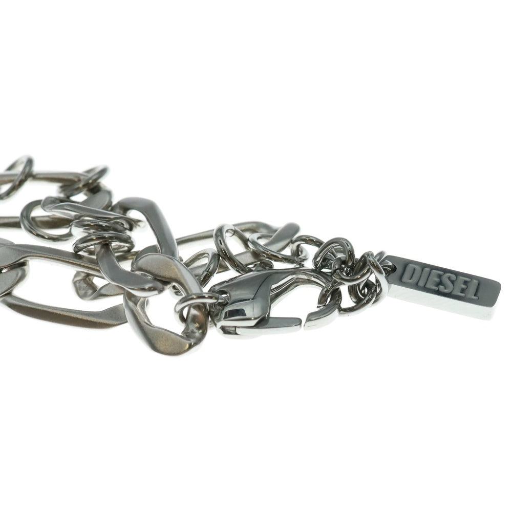 美品　DIESEL ディーゼル　シルバー チェーンブレスレット　ロゴ DIESEL (ディーゼル) Chain Bracelet ロゴプレート チェーン