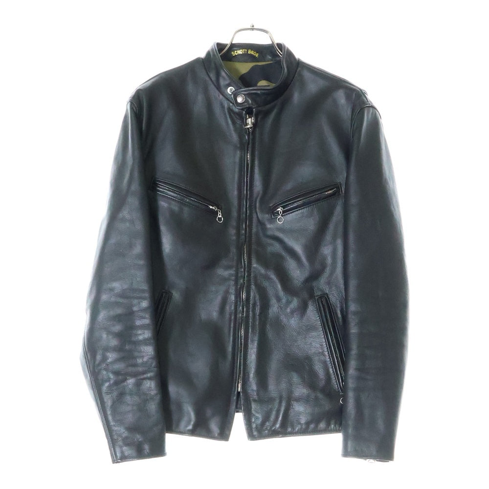 A BATHING APE(アベイシングエイプ) ×Schott ショット 裏地カモフラ レザーシングルライダースジャケット ブラック