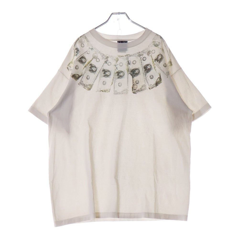 SAINT MICHAEL(セントマイケル) 24SS SS TEE MONEY ヴィンテージ加工 マネー プリント半袖Tシャツ クルーネックカットソー ホワイト SM-YS8-0000-010