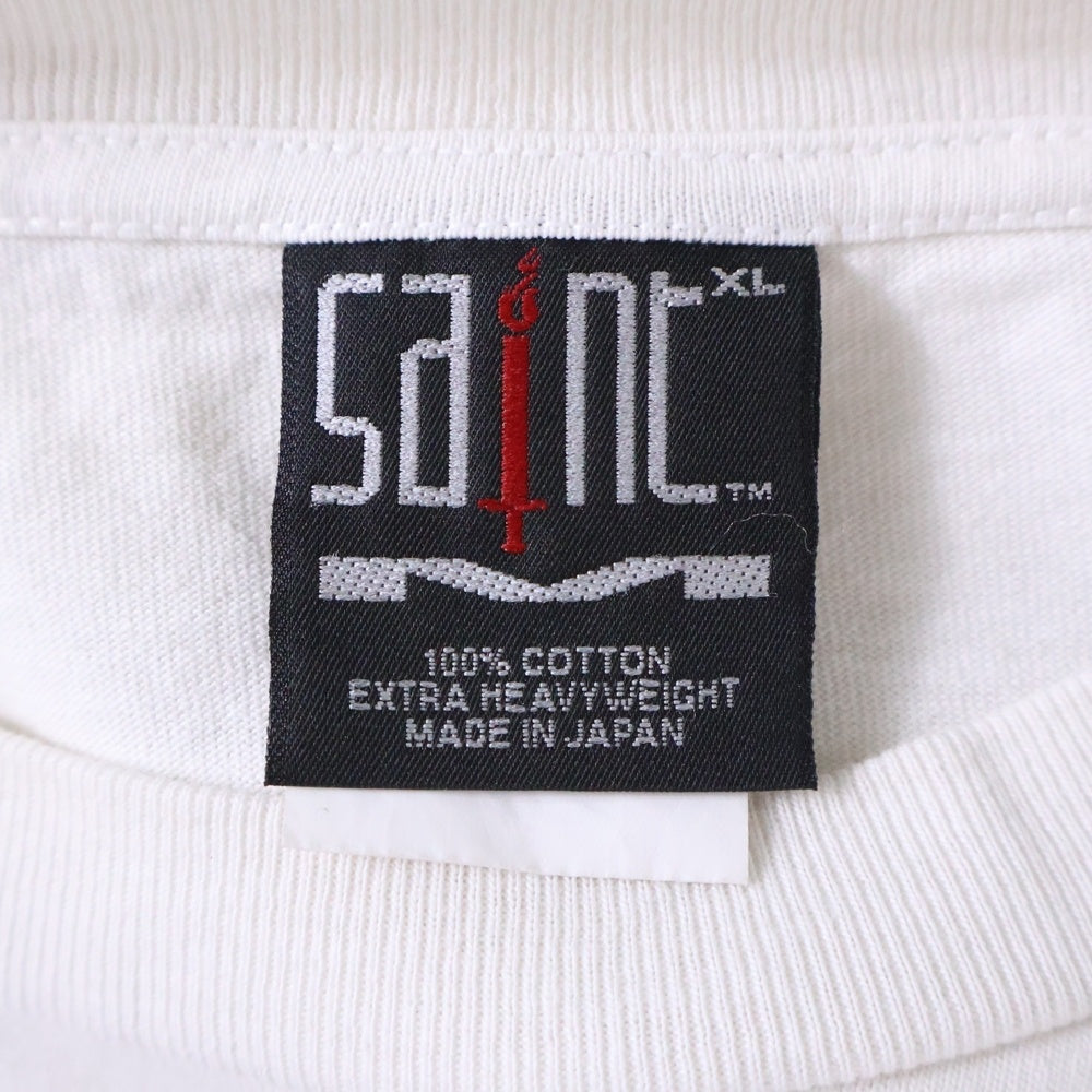 SAINT MICHAEL(セントマイケル) 24SS SS TEE MONEY ヴィンテージ加工 マネー プリント半袖Tシャツ クルーネックカットソー ホワイト SM-YS8-0000-010