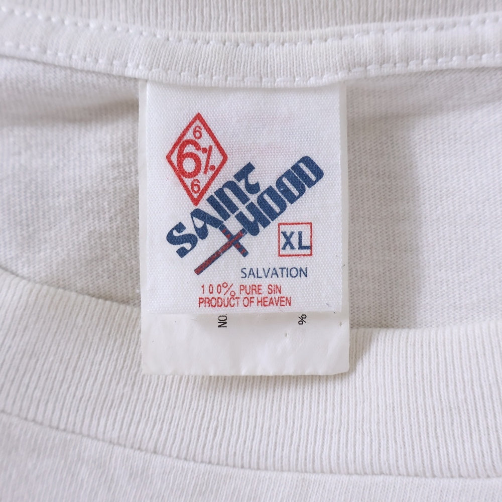 SAINT MICHAEL(セントマイケル) 23SS ×NEIGHBORHOOD ネイバーフッド ヴィンテージ加工 グラフィックプリント半袖Tシャツ クルーネックカットソー ホワイト SM-S23-0000-118