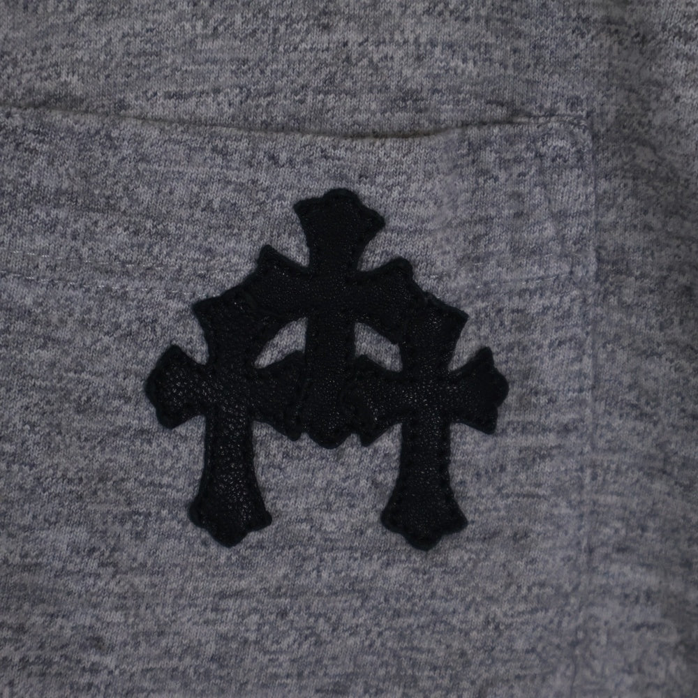 CHROME HEARTS(クロムハーツ) BSフレア ボタン セメタリークロスパッチ ヘンリーネック 半袖Tシャツ グレー