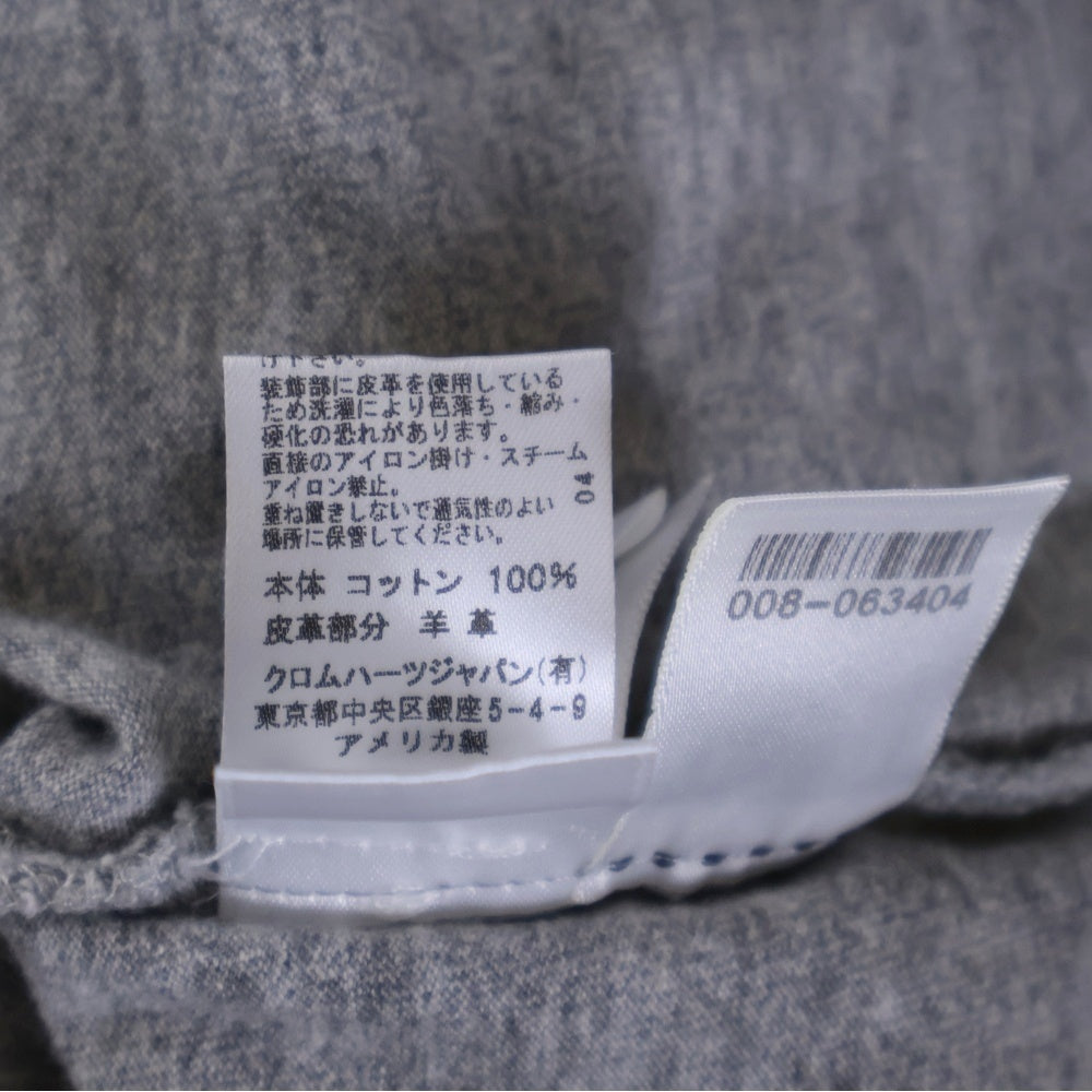 CHROME HEARTS(クロムハーツ) BSフレア ボタン セメタリークロスパッチ ヘンリーネック 半袖Tシャツ グレー