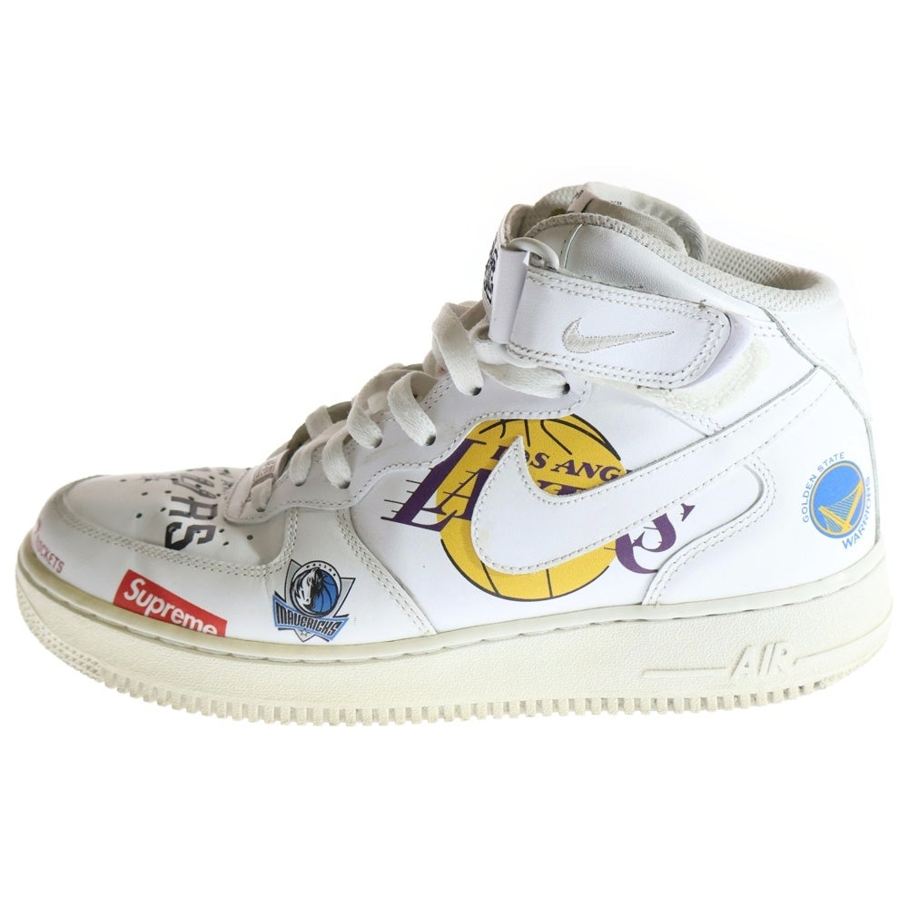 NIKE(ナイキ) ×SUPREME AIR FORCE 1 MID NBA TEAM ナイキ エアフォース1 ミッド エヌビーエーチーム ミドルカットスニーカー ホワイト US8.5/26.5cm AQ8017-100