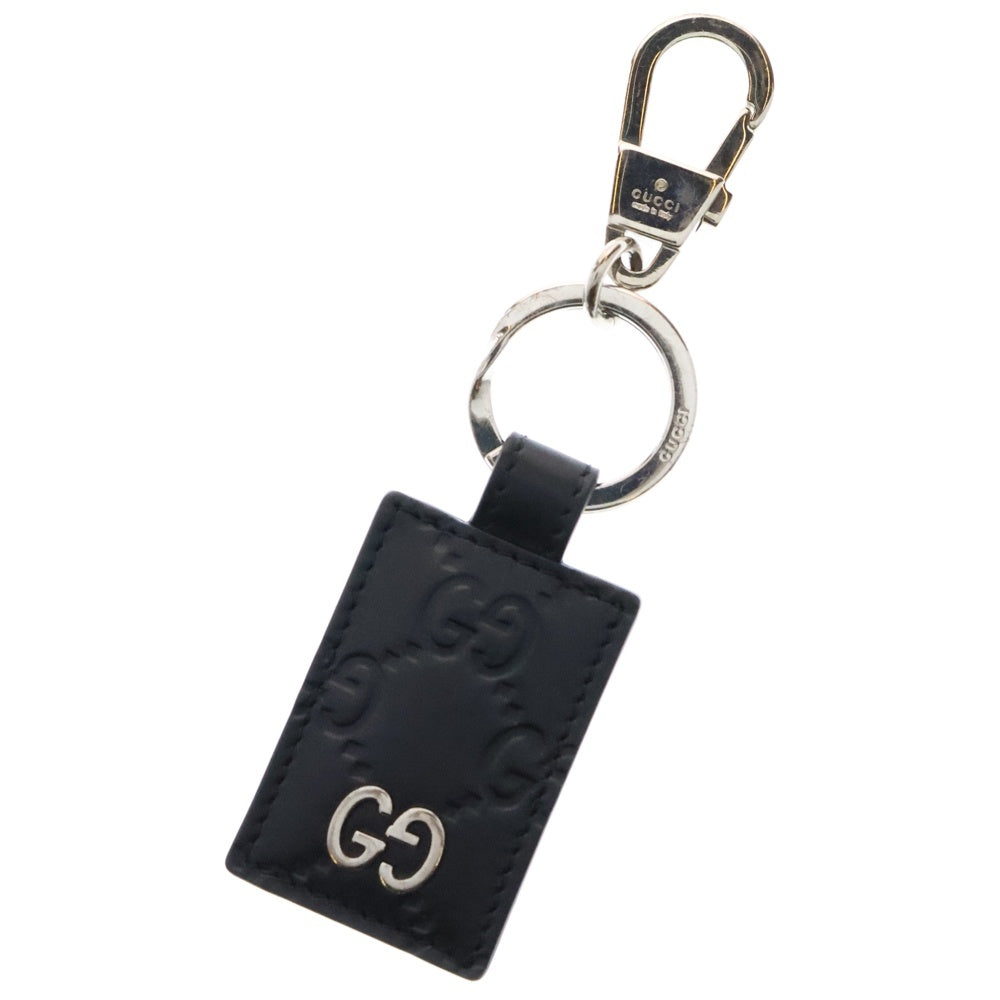 GUCCI(グッチ) GG柄 キーリング付 レザー ストラップ ブラック 478136