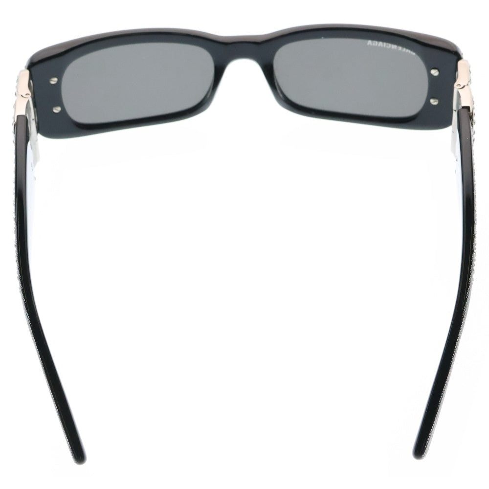 BALENCIAGA(バレンシアガ) Dynasty Rectangle スクエア型 ラインストーン装飾 サングラス ブラック/シルバー BB0096S 013