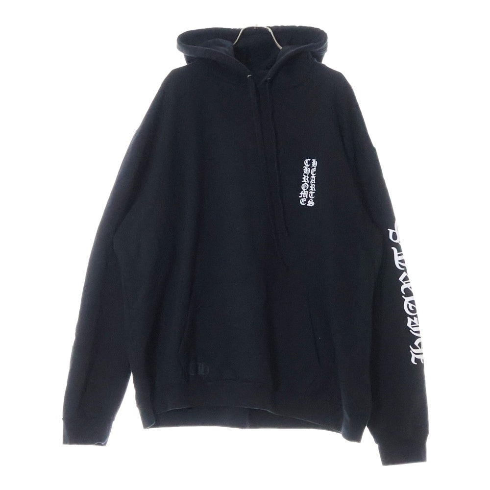 CHROME HEARTS(クロムハーツ) SWTSHRT PLVR 袖ロゴプリントプルオーバーフーディ パーカー ブラック