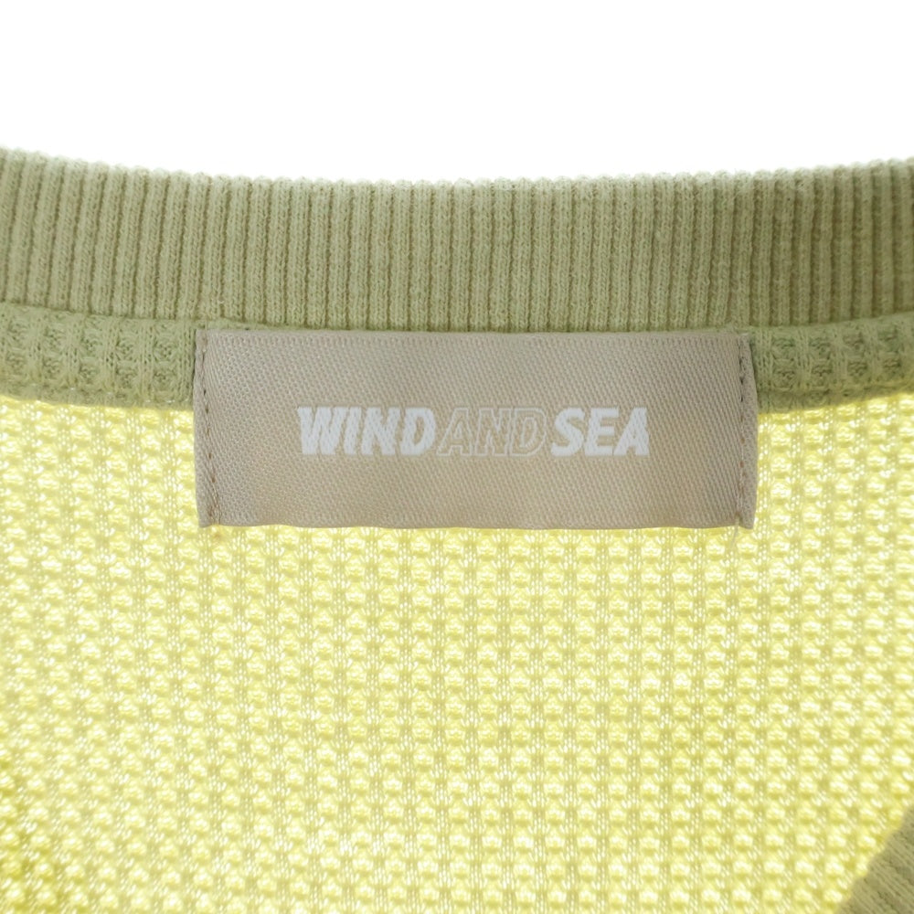 WIND AND SEA(ウィンダンシー) フロントロゴ刺繍 サーマル クルーネック 半袖Tシャツ イエロー WDS-O-ESS-24-Q4-WAF-02