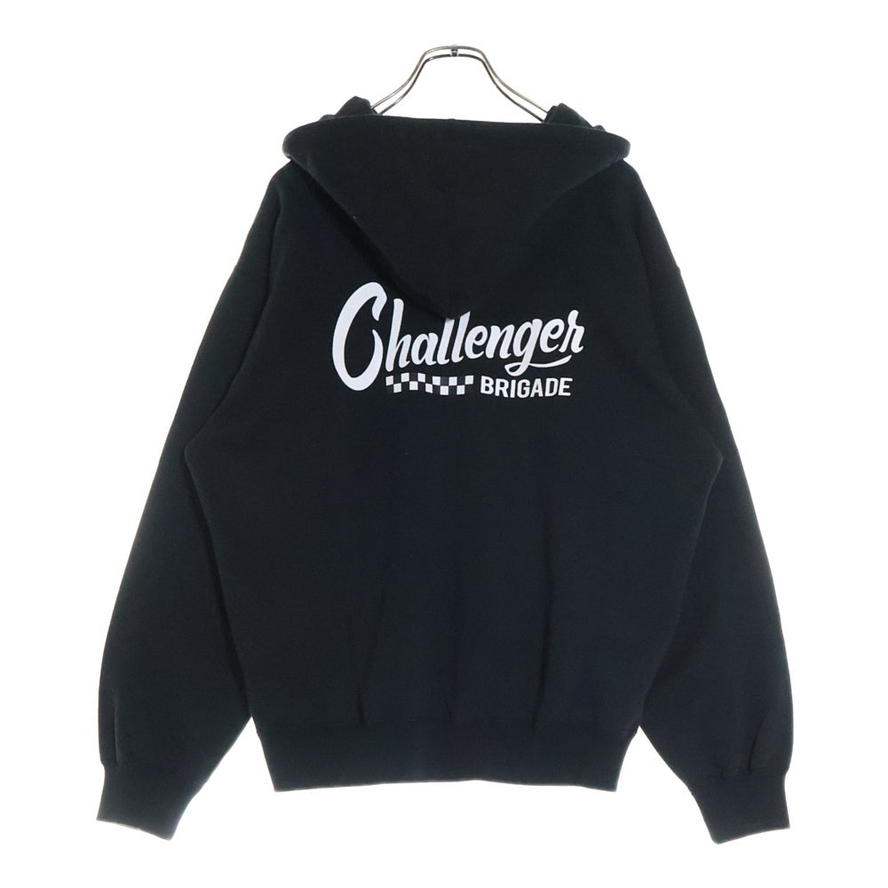 CHALLENGER(チャレンジャー) 25SS CHECKER ZIP HOODIE チェッカー ジップフーディ ジップアップパーカー ブラック CLG-SW 025-003