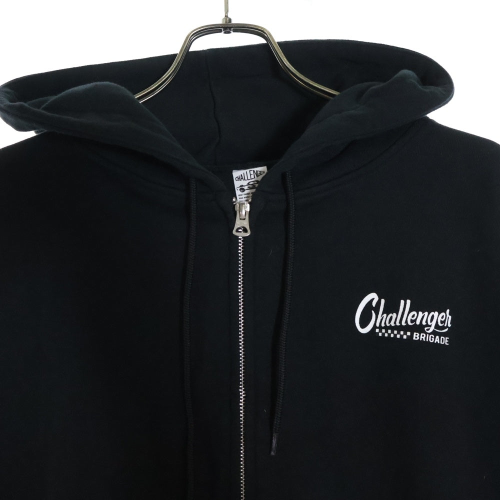 CHALLENGER(チャレンジャー) 25SS CHECKER ZIP HOODIE チェッカー ジップフーディ ジップアップパーカー ブラック CLG-SW 025-003