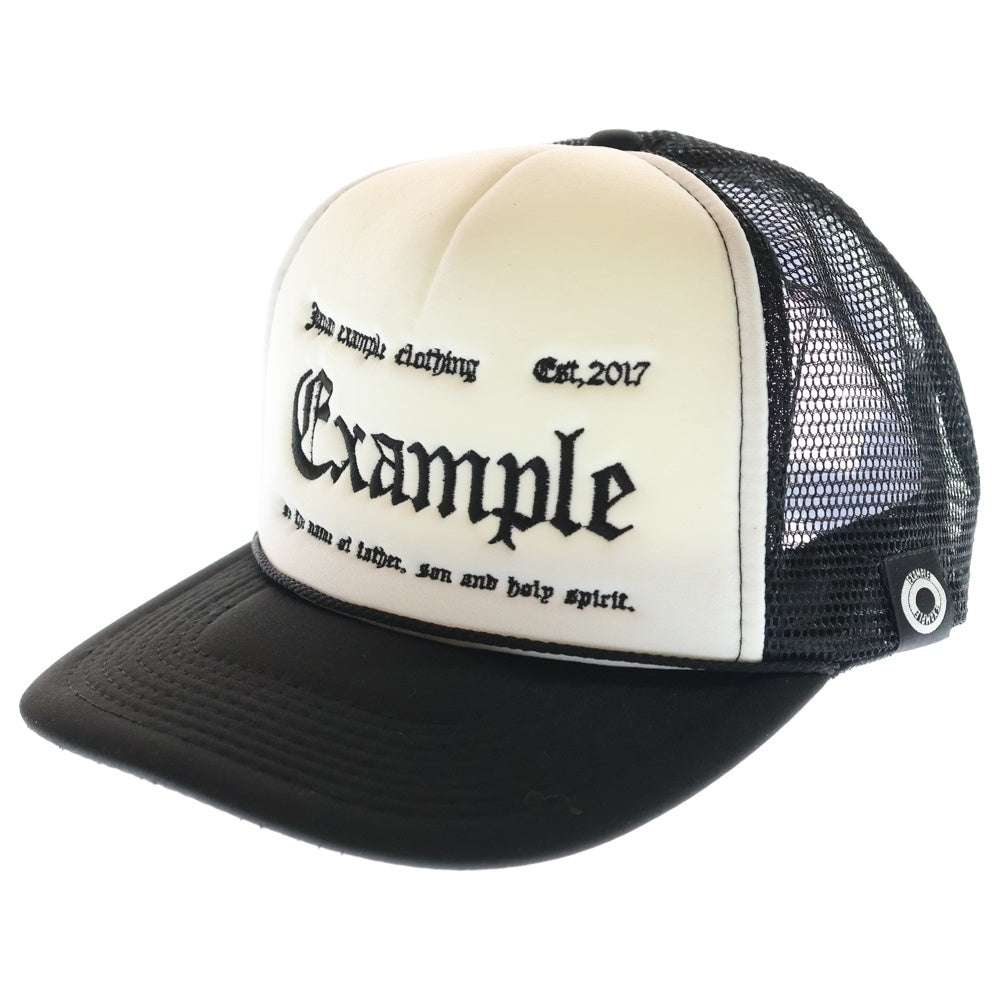 EXSAMPLE(エグザンプル) ロゴ刺繍メッシュキャップ ブラック/ホワイト