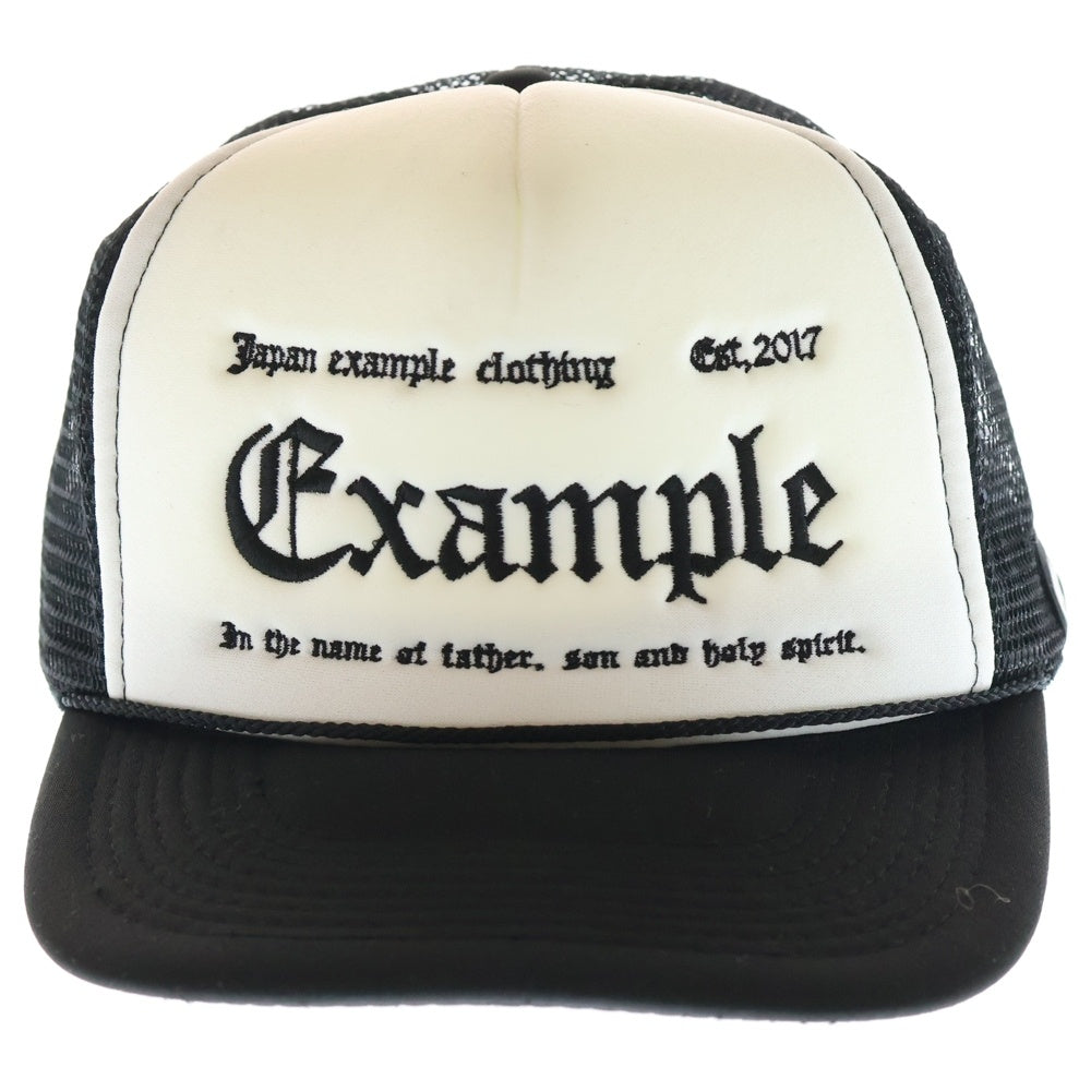 EXSAMPLE(エグザンプル) ロゴ刺繍メッシュキャップ ブラック/ホワイト