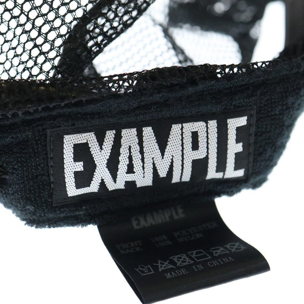 EXSAMPLE(エグザンプル) ロゴ刺繍メッシュキャップ ブラック/ホワイト