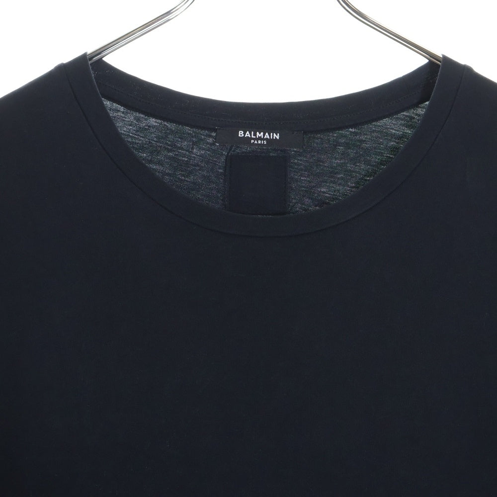 BALMAIN(バルマン) サイドロゴプリント半袖Tシャツ クルーネックカットソー ブラック EH0158815