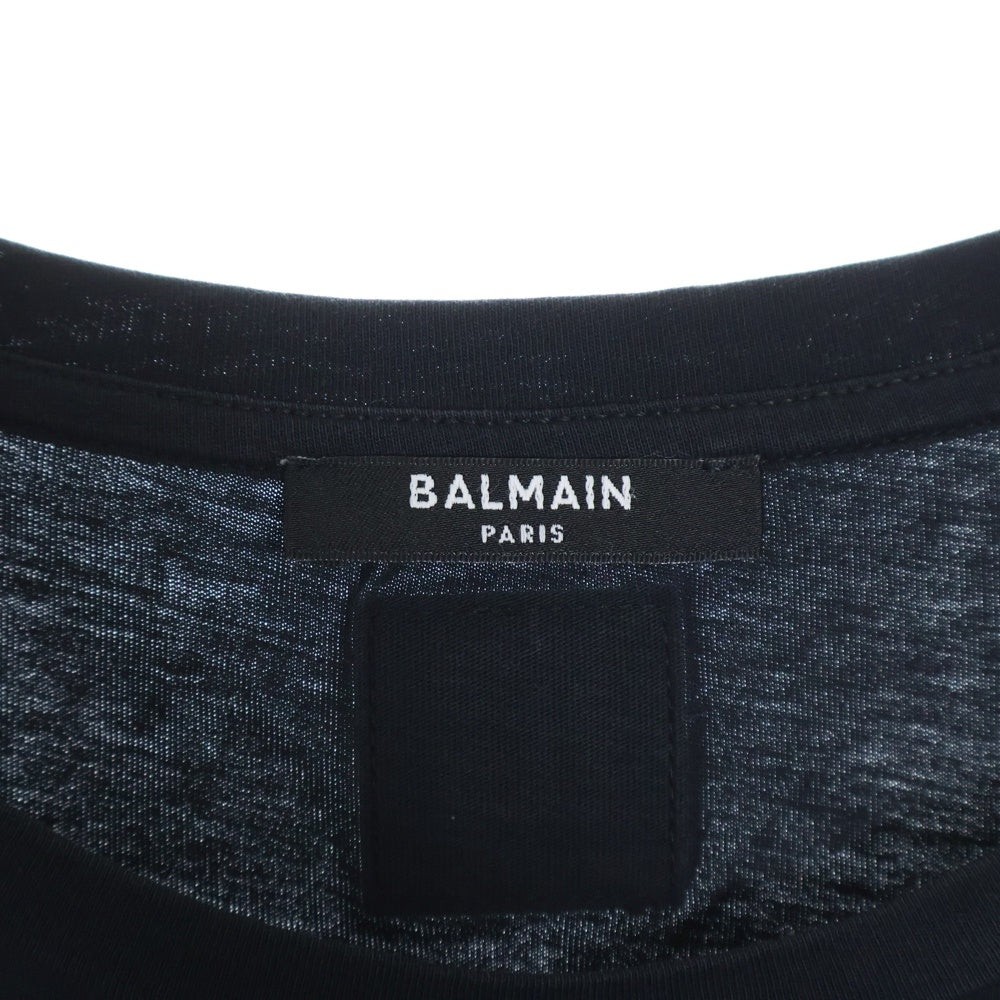 BALMAIN(バルマン) サイドロゴプリント半袖Tシャツ クルーネックカットソー ブラック EH0158815