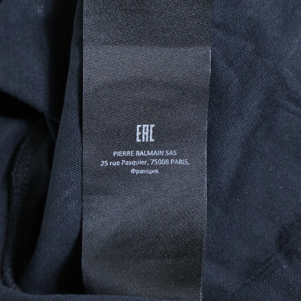 BALMAIN(バルマン) サイドロゴプリント半袖Tシャツ クルーネックカットソー ブラック EH0158815