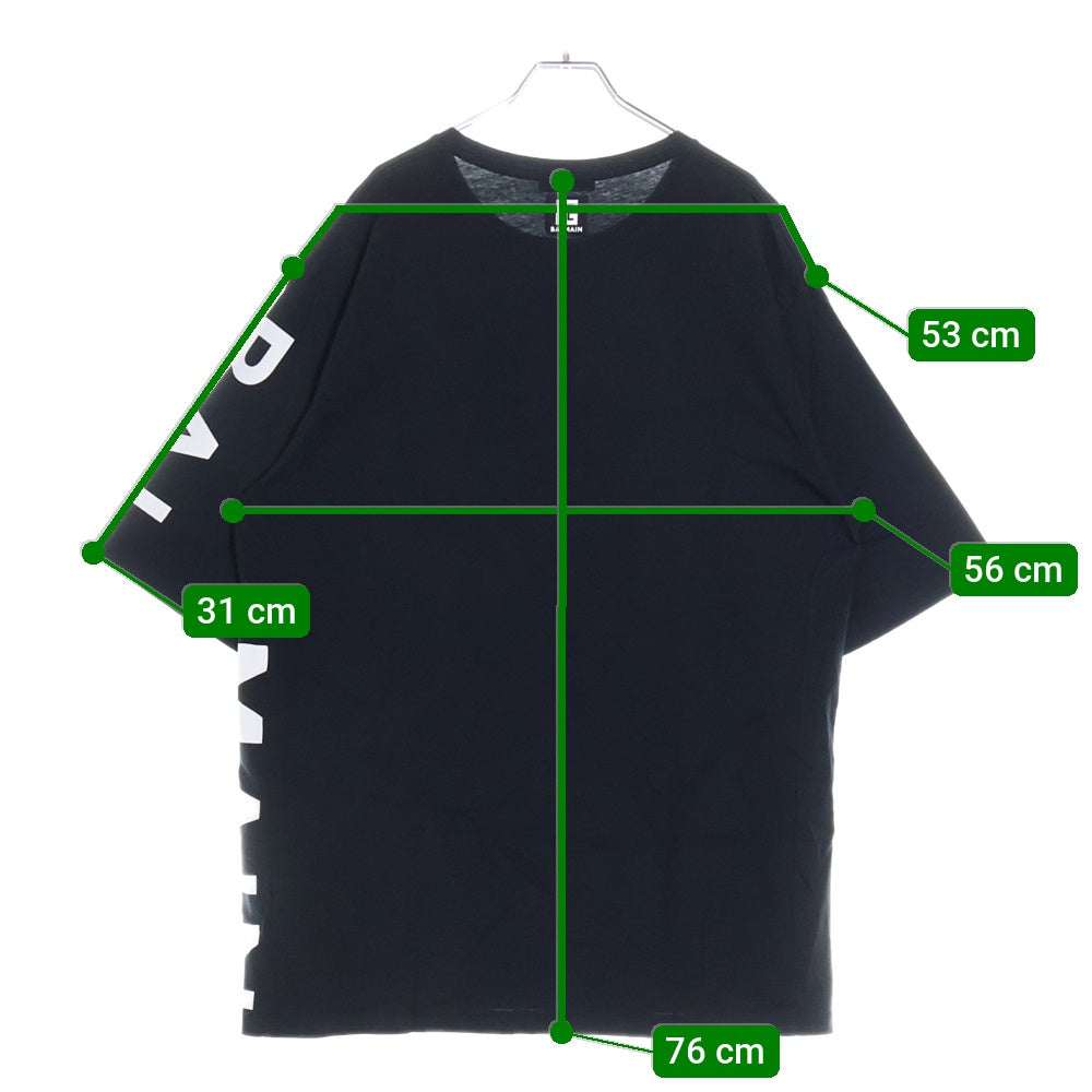 BALMAIN(バルマン) サイドロゴプリント半袖Tシャツ クルーネックカットソー ブラック EH0158815