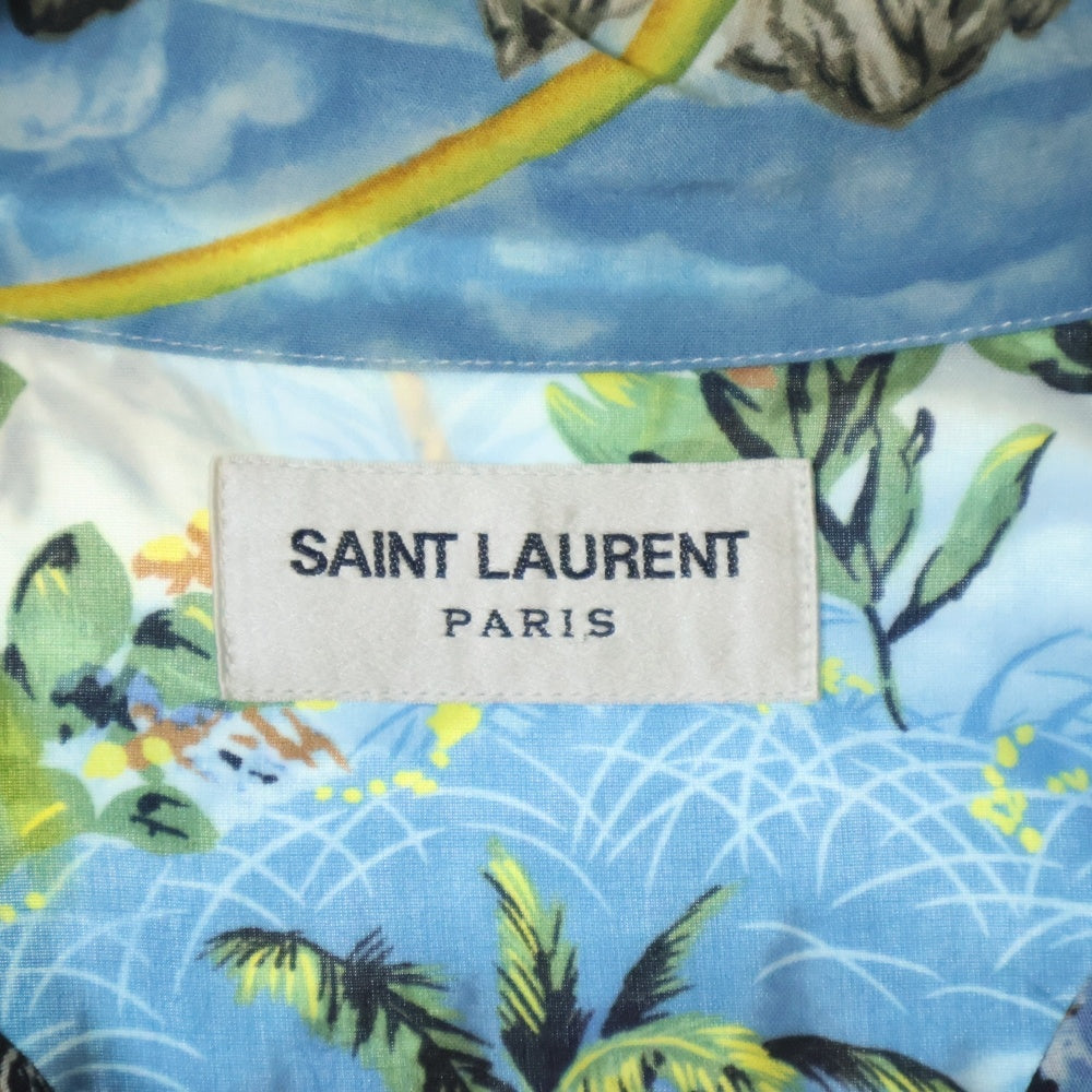 SAINT LAURENT PARIS(サンローランパリ) 16SS エディ期 Rayon Shirt ハワイアンプリント 半袖レーヨンシャツ アロハシャツ 415167 Y934L ブルー