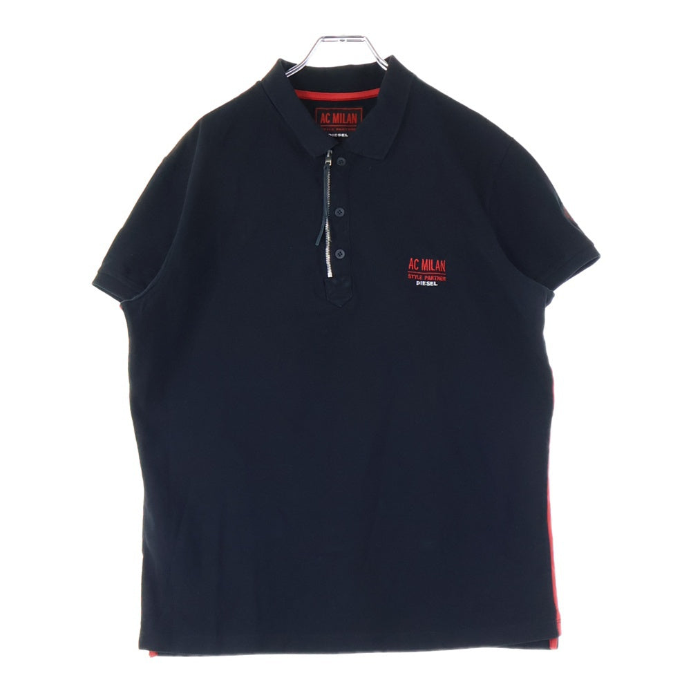DIESEL(ディーゼル) ×AC MILAN ポロシャツ 半袖シャツ ハーフジップ ブラック/レッド