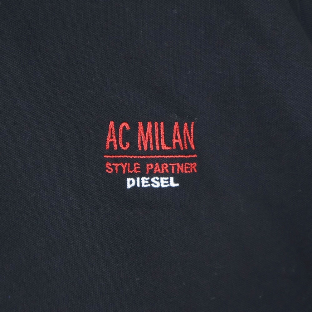 DIESEL(ディーゼル) ×AC MILAN ポロシャツ 半袖シャツ ハーフジップ ブラック/レッド