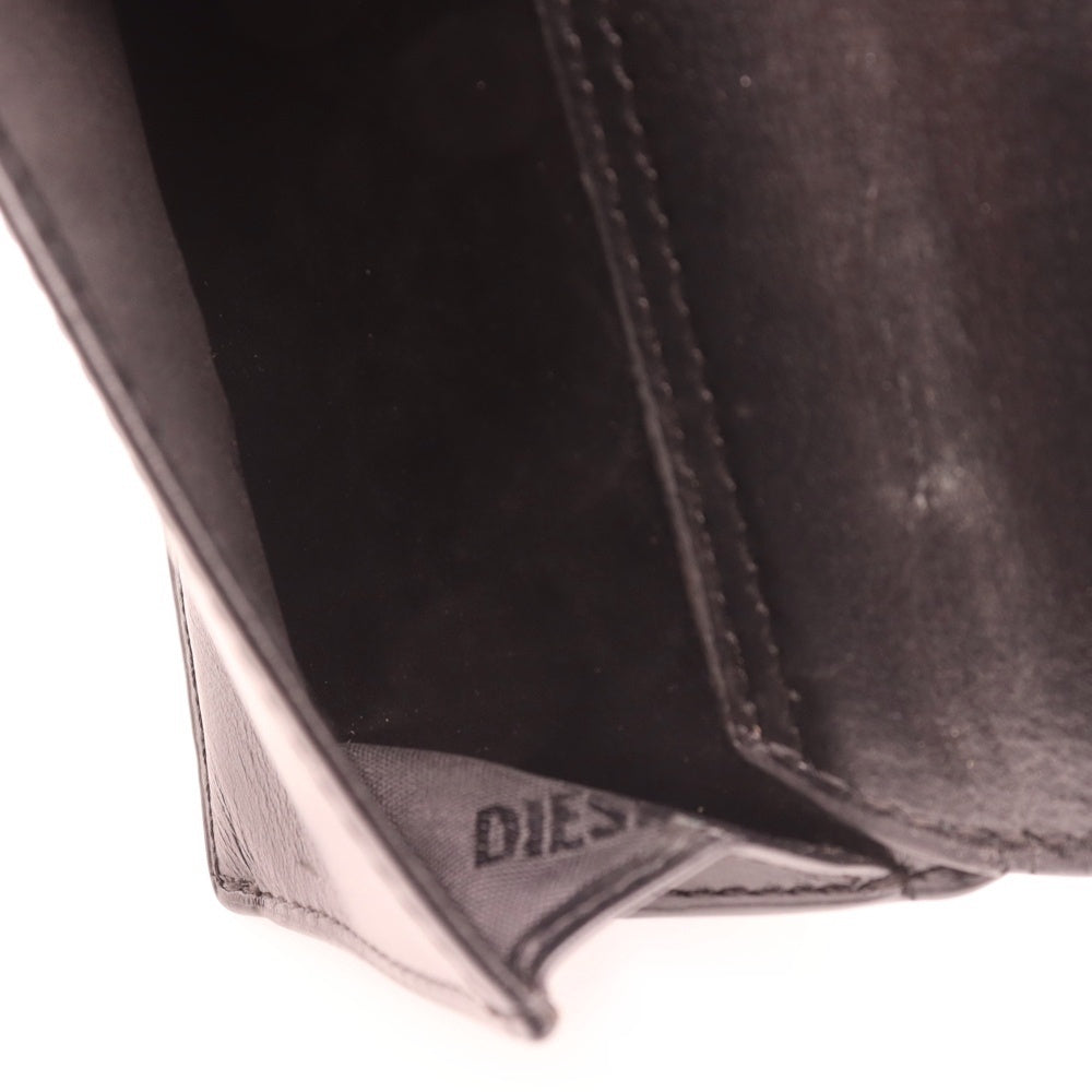 DIESEL(ディーゼル) 1DR TRI FOLD COIN XS II 三つ折り財布 メタルロゴ レザー ブラック