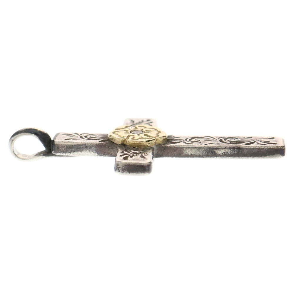鷲見太郎(ワシミタロウ) Mini Arabesque Cross Pendant S K18 Flower Metal Diamond 2mm ミニアラベスククロスダイヤモンド付きフラワーメタル ペンダントトップ シルバー/ゴールド