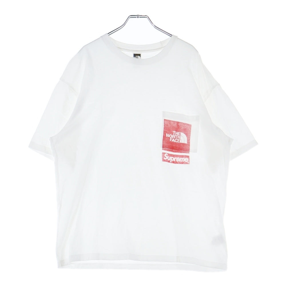 SUPREME(シュプリーム) 23SS ×THE NORTH FACE Printed Pocket Tee ザノースフェイス ロゴプリントポケット クルーネック 半袖Tシャツ ホワイト