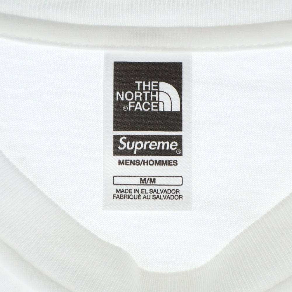 SUPREME(シュプリーム) 23SS ×THE NORTH FACE Printed Pocket Tee ザノースフェイス ロゴプリントポケット クルーネック 半袖Tシャツ ホワイト