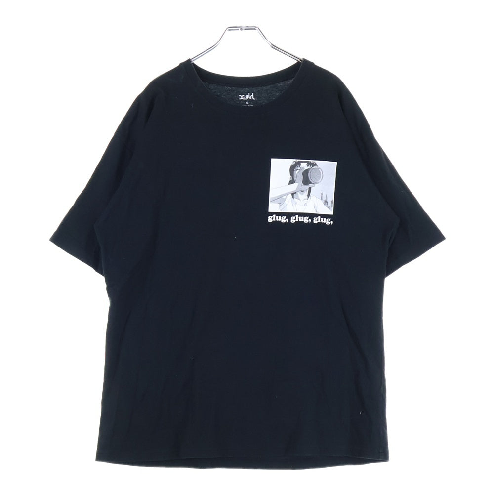 X-GIRL(エックスガール) 20SS ×EVANGELION エヴァンゲリオン 両面プリント クルーネック 半袖Tシャツ ブラック 105201011036