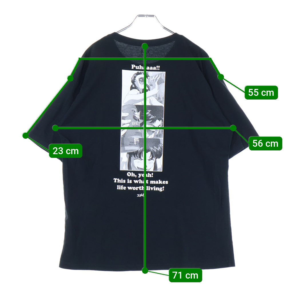 X-GIRL(エックスガール) 20SS ×EVANGELION エヴァンゲリオン 両面プリント クルーネック 半袖Tシャツ ブラック 105201011036