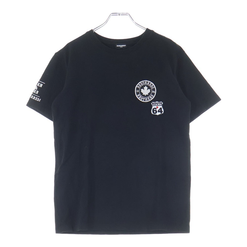 DSQUARED2(ディースクエアード) ROUTE 64 フロントワッペン付 クルーネック 半袖Tシャツ ブラック DFM120207
