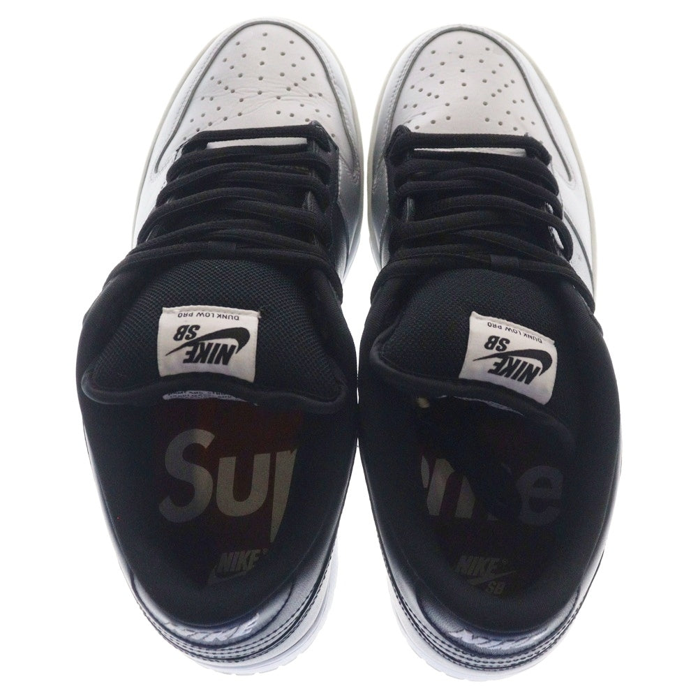NIKE SB(ナイキエスビー) ×Supreme DUNK LOW OG QS METALLIC SILVER シュプリーム ダンクロー メタリックシルバー ローカットスニーカー ブラック/シルバー CK3480-001 US10.5/28.5cm