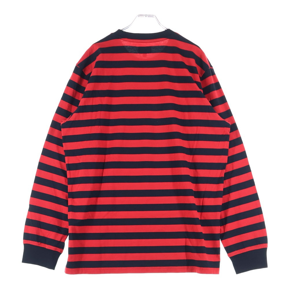 SUPREME(シュプリーム) 19AW Flags L/S Top フラッグ刺繍ボーダー長袖Tシャツ レッド/ブラック