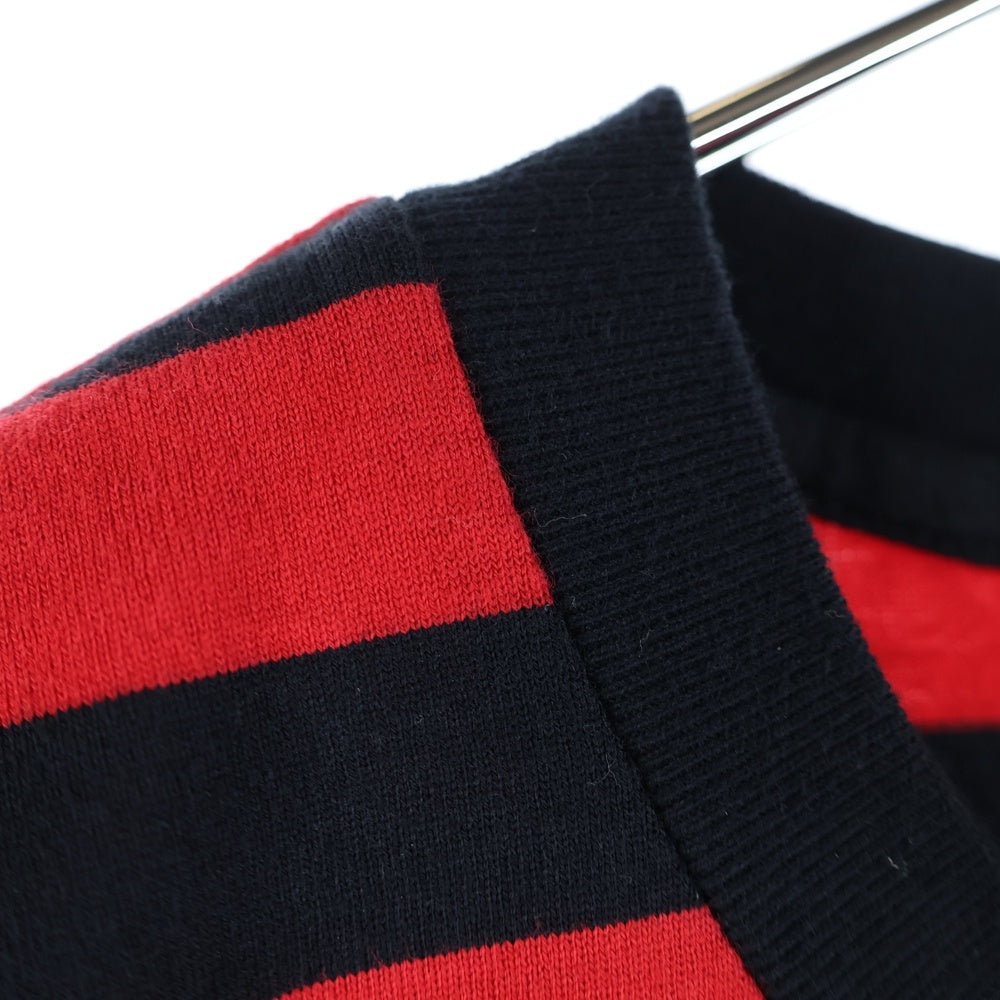 SUPREME(シュプリーム) 19AW Flags L/S Top フラッグ刺繍ボーダー長袖Tシャツ レッド/ブラック