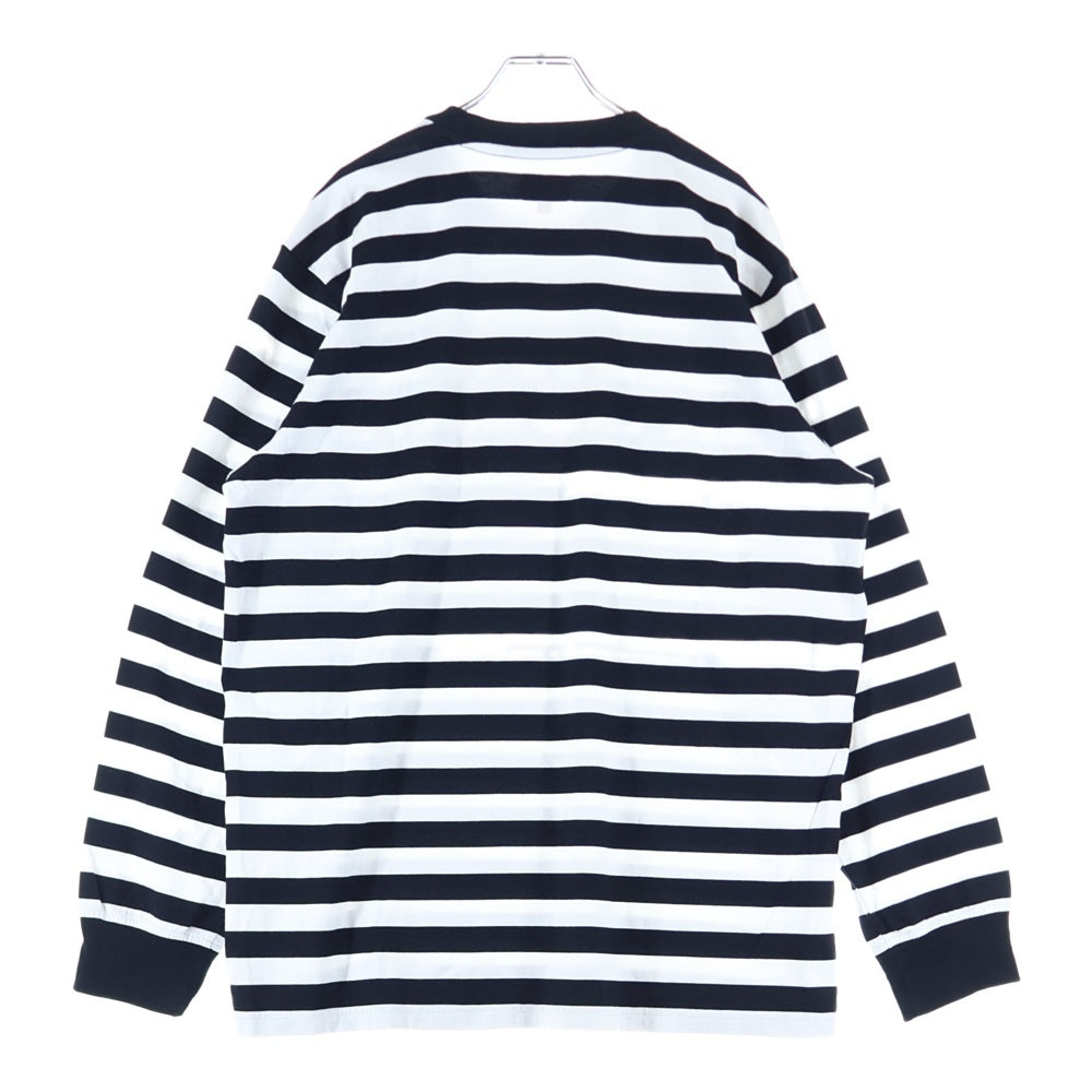 SUPREME(シュプリーム) 19AW Flags L/S Top フラッグ刺繍ボーダー長袖Tシャツ ホワイト/ブラック