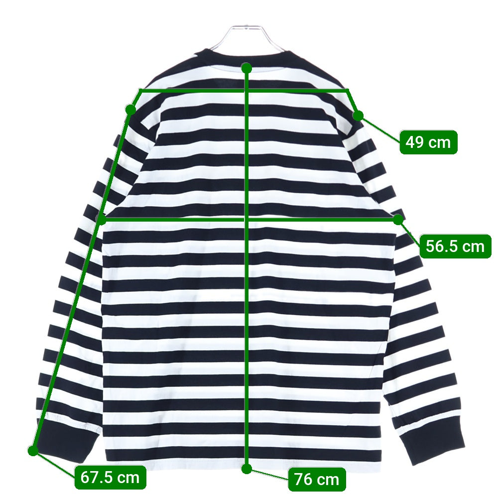 SUPREME(シュプリーム) 19AW Flags L/S Top フラッグ刺繍ボーダー長袖Tシャツ ホワイト/ブラック