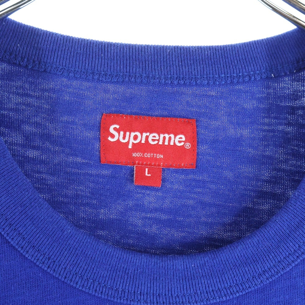SUPREME(シュプリーム) 19AW Flame S/S Top フレイムロゴワッペン付き半袖Tシャツ クルーネックカットソー ブルー