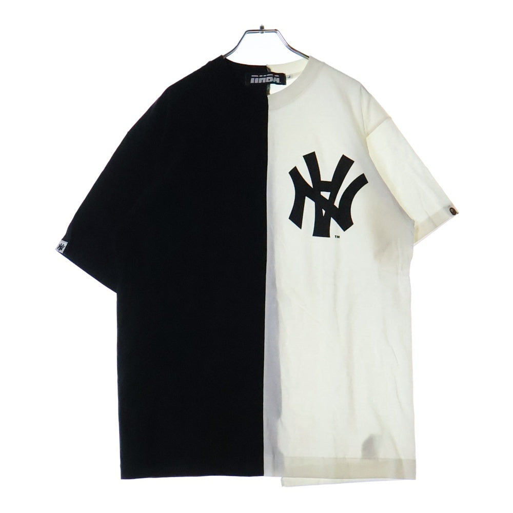 A BATHING APE(アベイシングエイプ) ×NEIGHBORHOOD ネイバーフッド 再構築 クルーネック 半袖Tシャツ ブラック/ホワイト